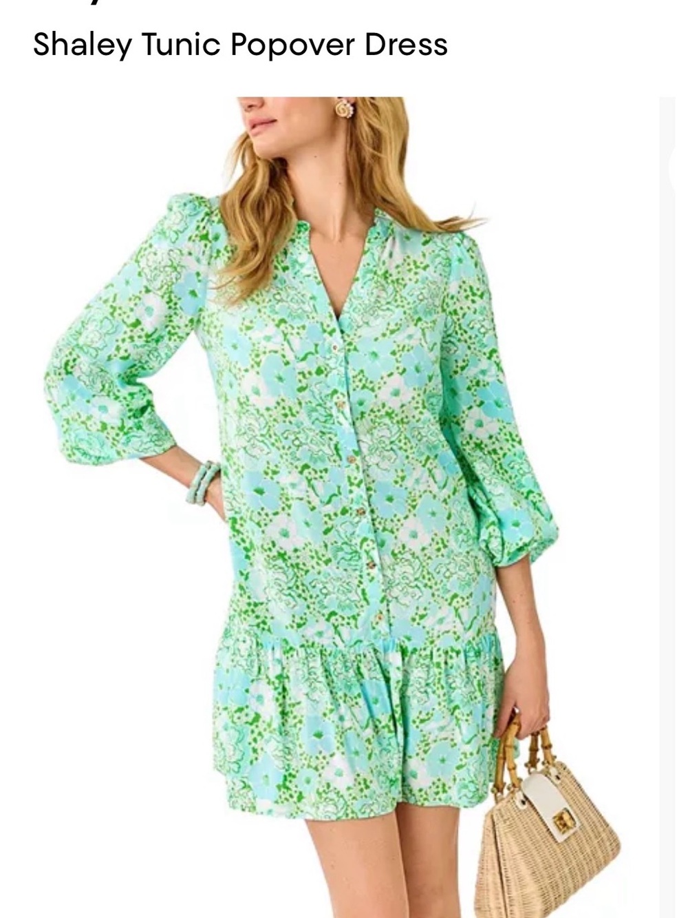 NWT Lilly Pulitzer Shaley Tunic Popover Dress - Green Floral